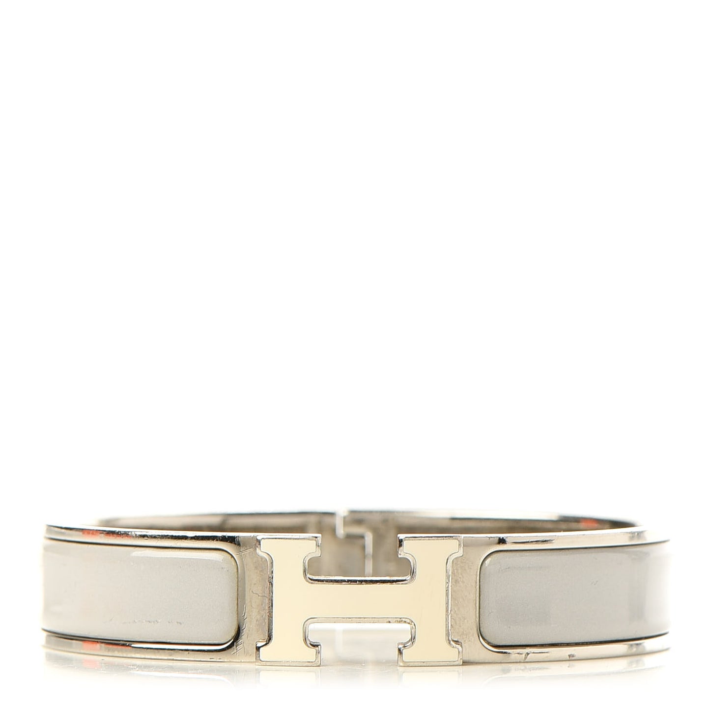 Enamel Narrow Clic Clac H Bracelet PM Blanc Gris Clair