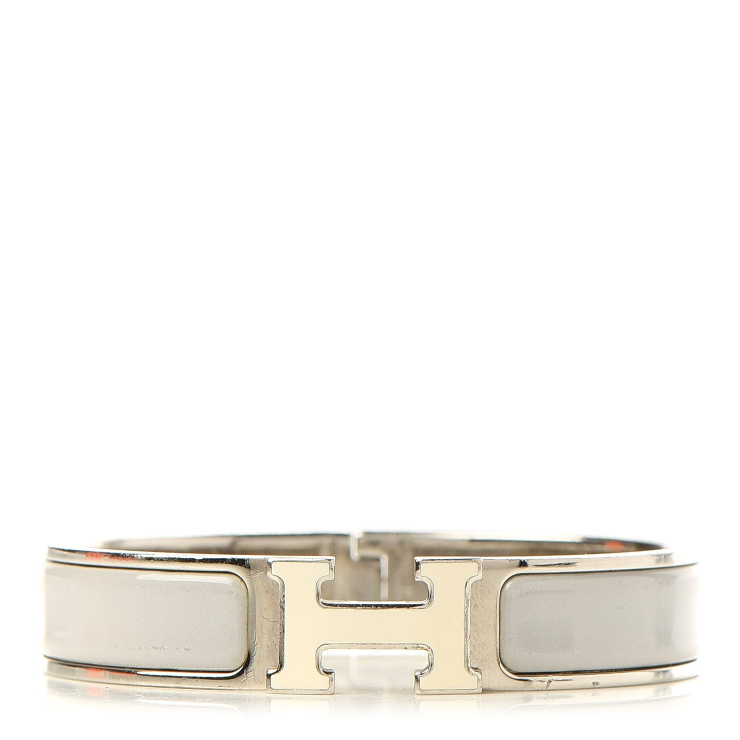 Hermes Enamel Narrow Clic Clac H Bracelet PM Blanc Gris Clair 1 of 7