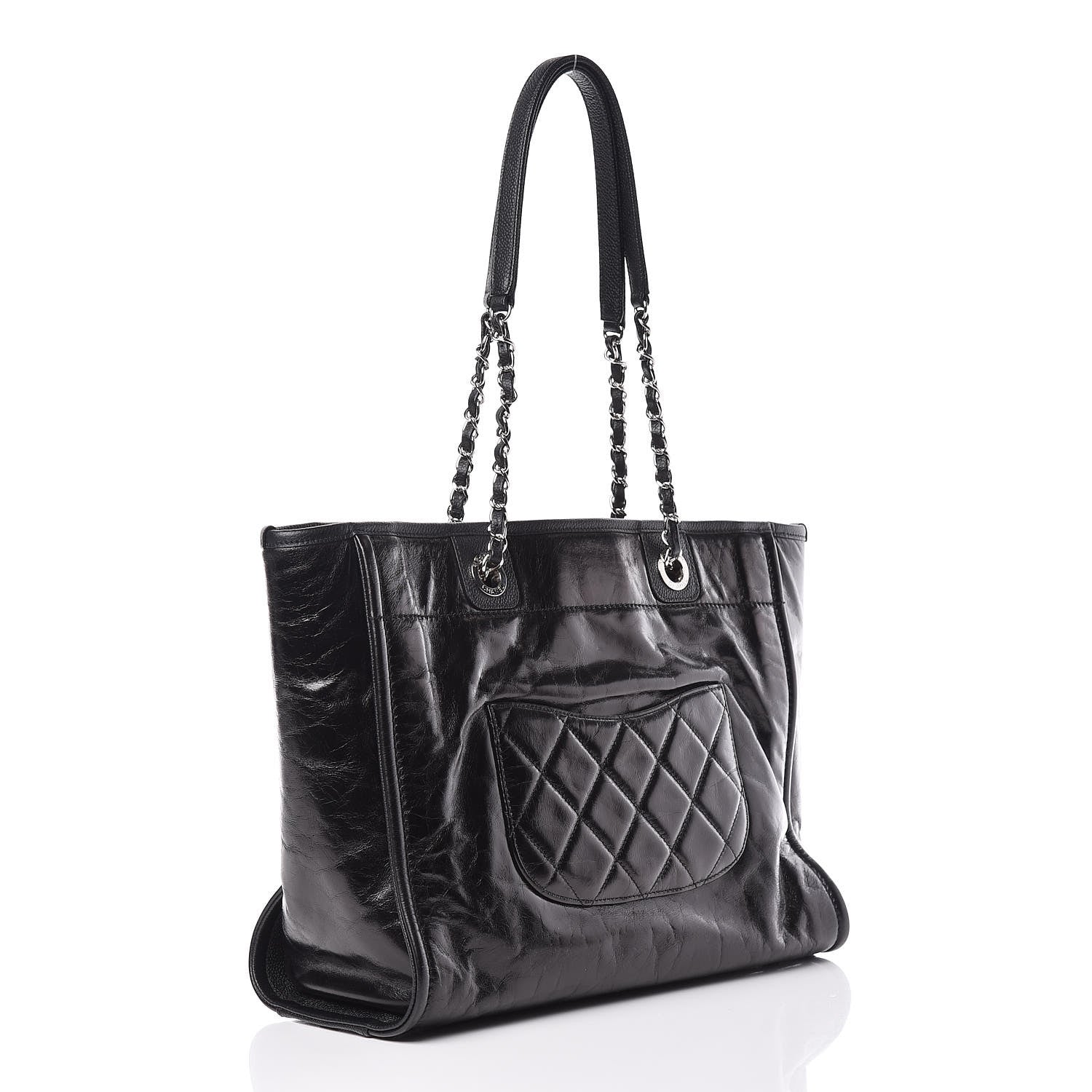 Chanel Glazed Calfskin Small Deauville Tote Black 3 of 14