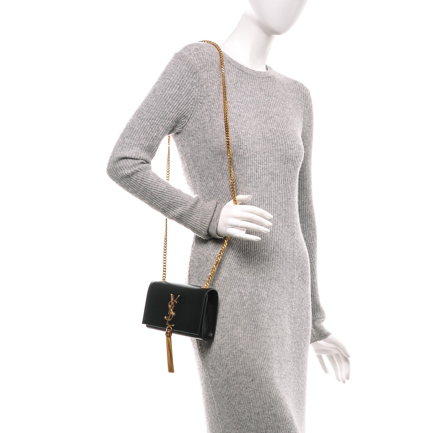 Saint Laurent Calfskin Small Classic Monogram Kate Tassel Satchel Black 2 of 6