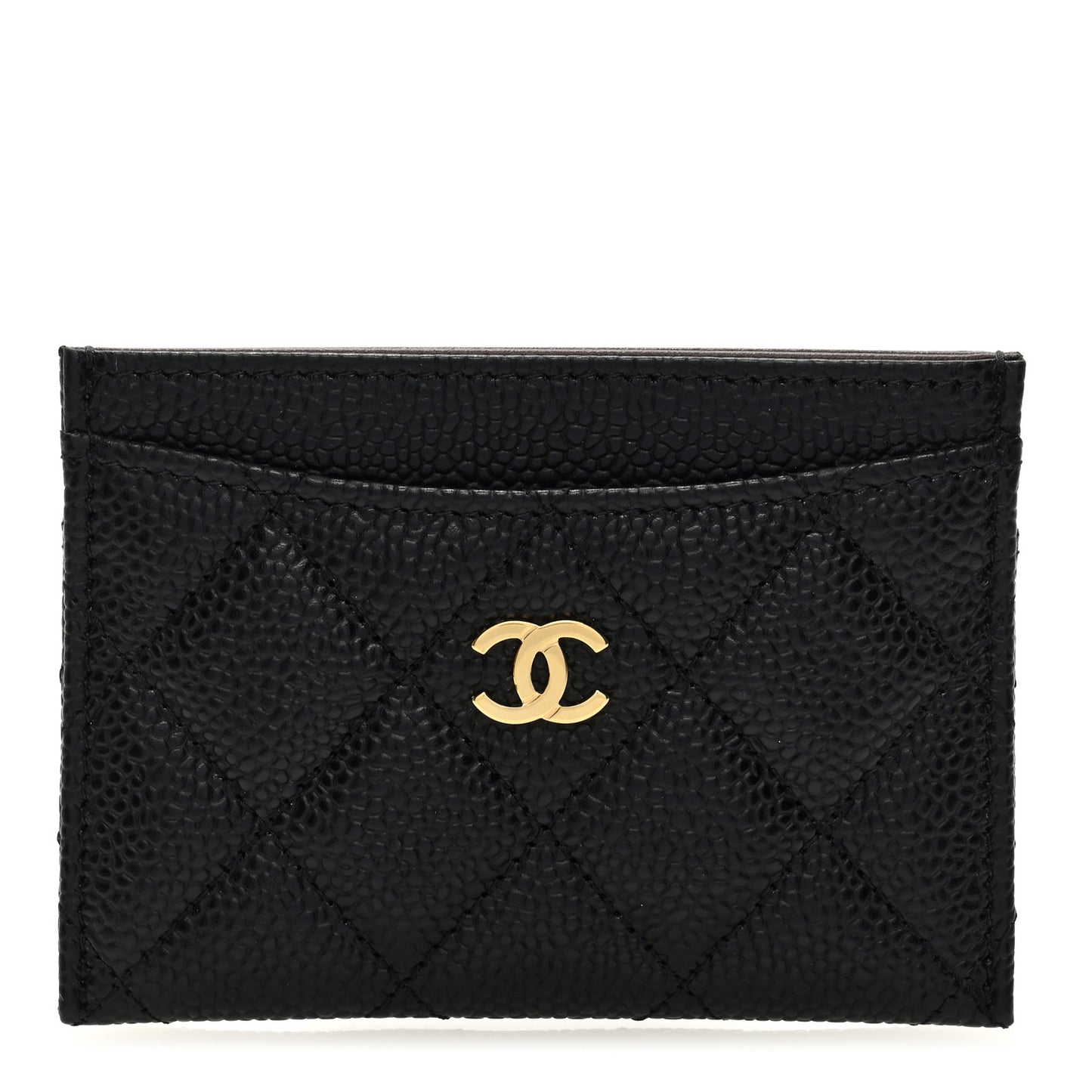 Caviar Quilted Card Holder Black