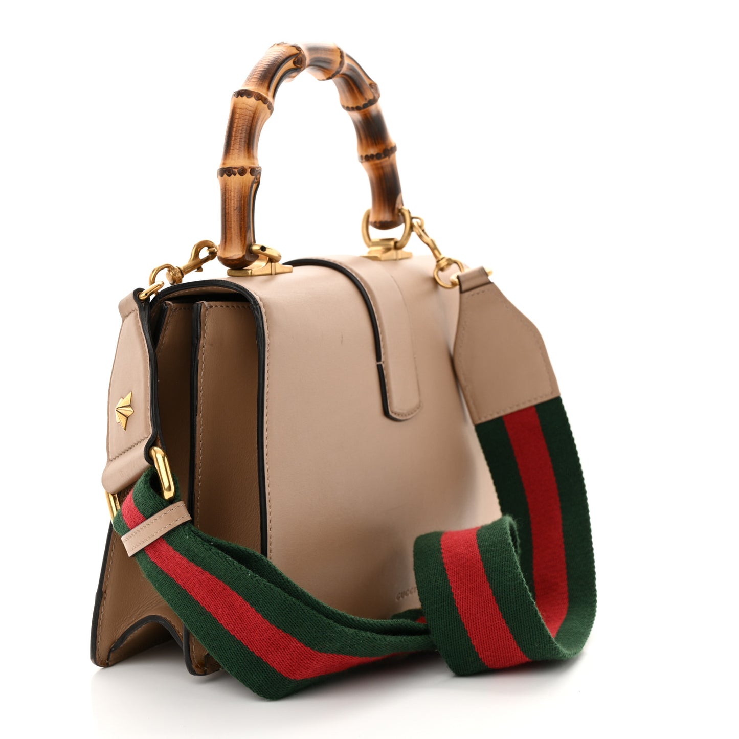 Calfskin Bamboo Web Medium Dionysus Top Handle Bag Camelia Bright Evergreen Hibiscus Red