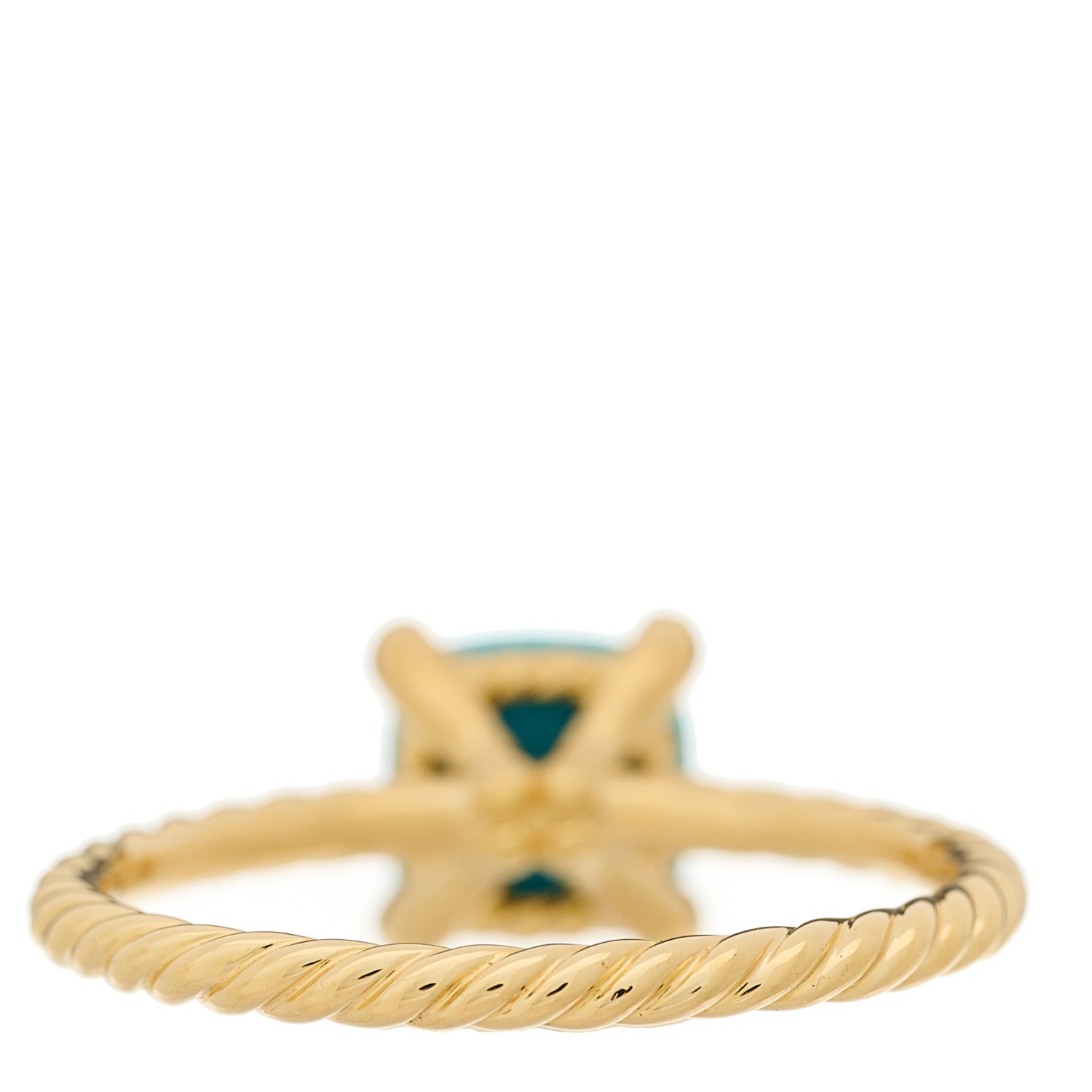 David Yurman 18K Yellow Gold Diamond Turquoise 7mm Chatelaine Ring 57 8 3 of 5