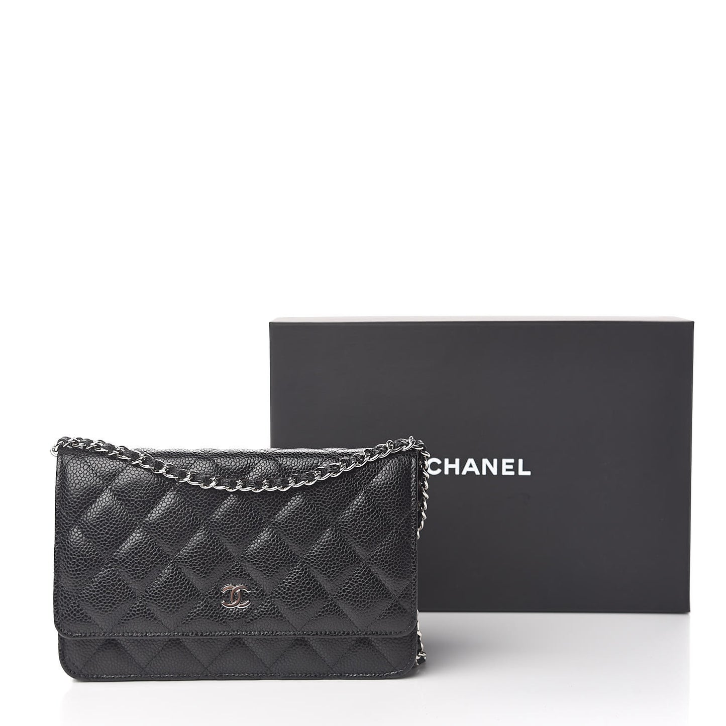 Caviar Quilted Wallet On Chain WOC Black