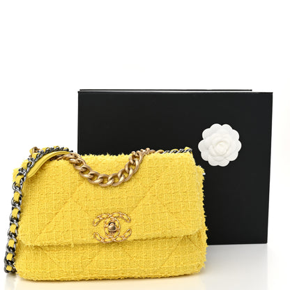 Chanel Tweed Quilted Medium Chanel 19 Flap Yellow 9 of 9
