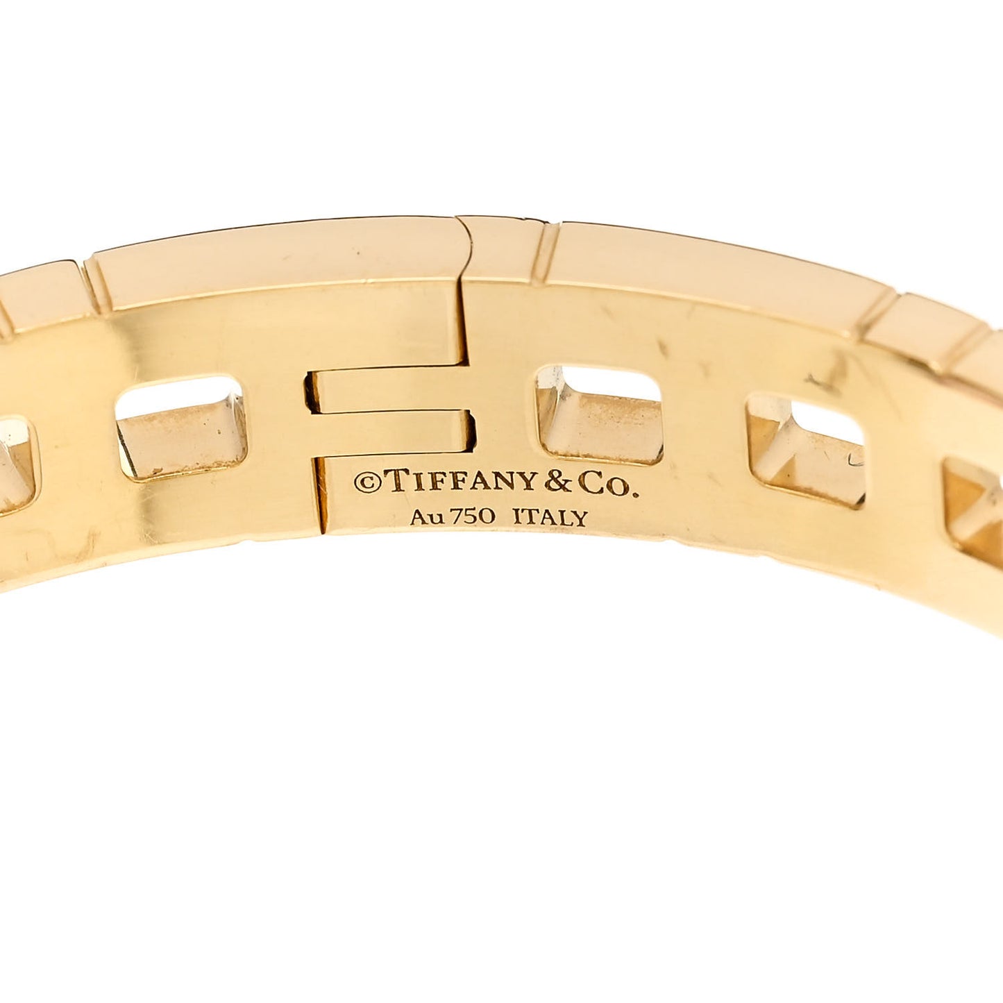 18K Yellow Gold Narrow T True Hinged Bangle Bracelet