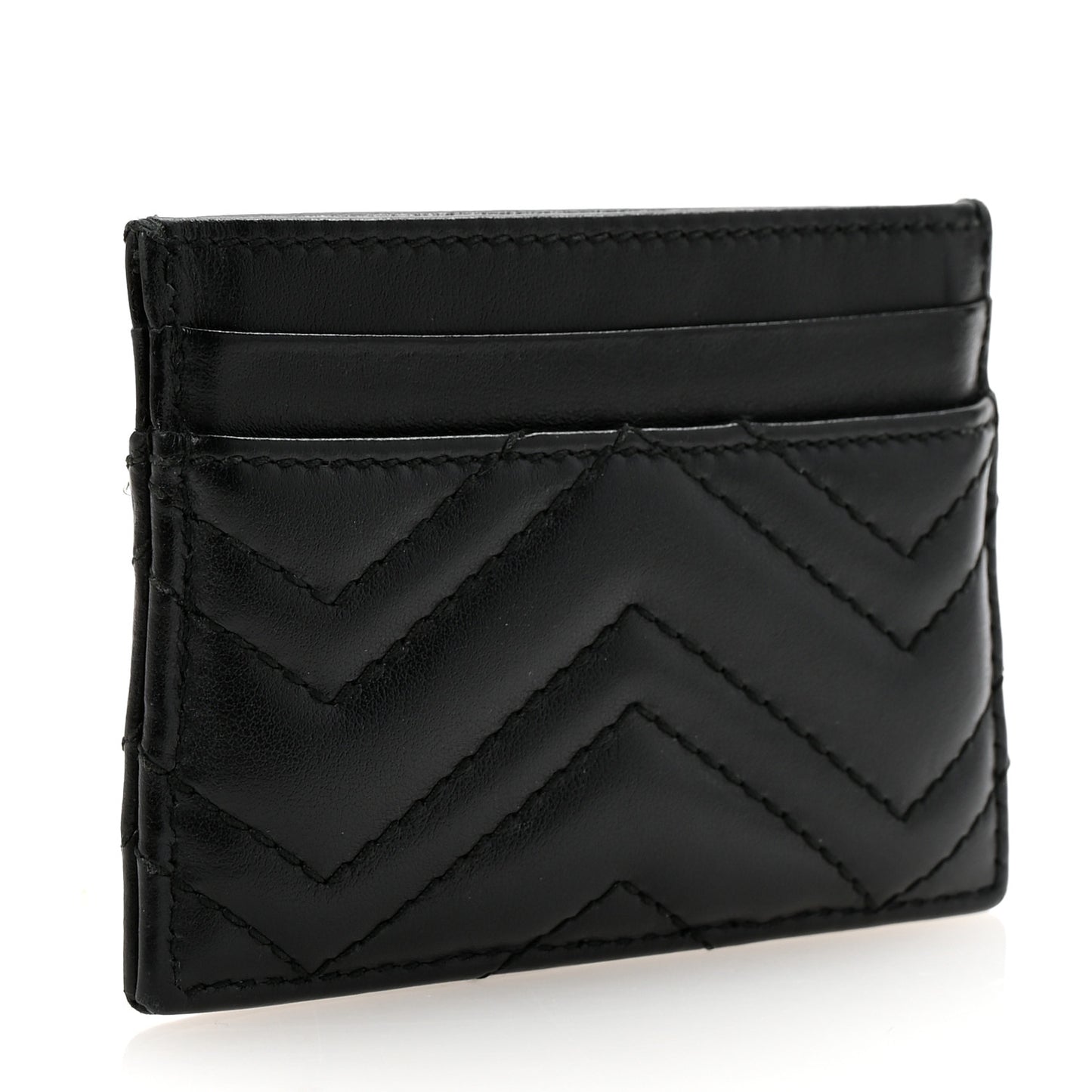 Calfskin Matelasse GG Marmont Card Holder Black