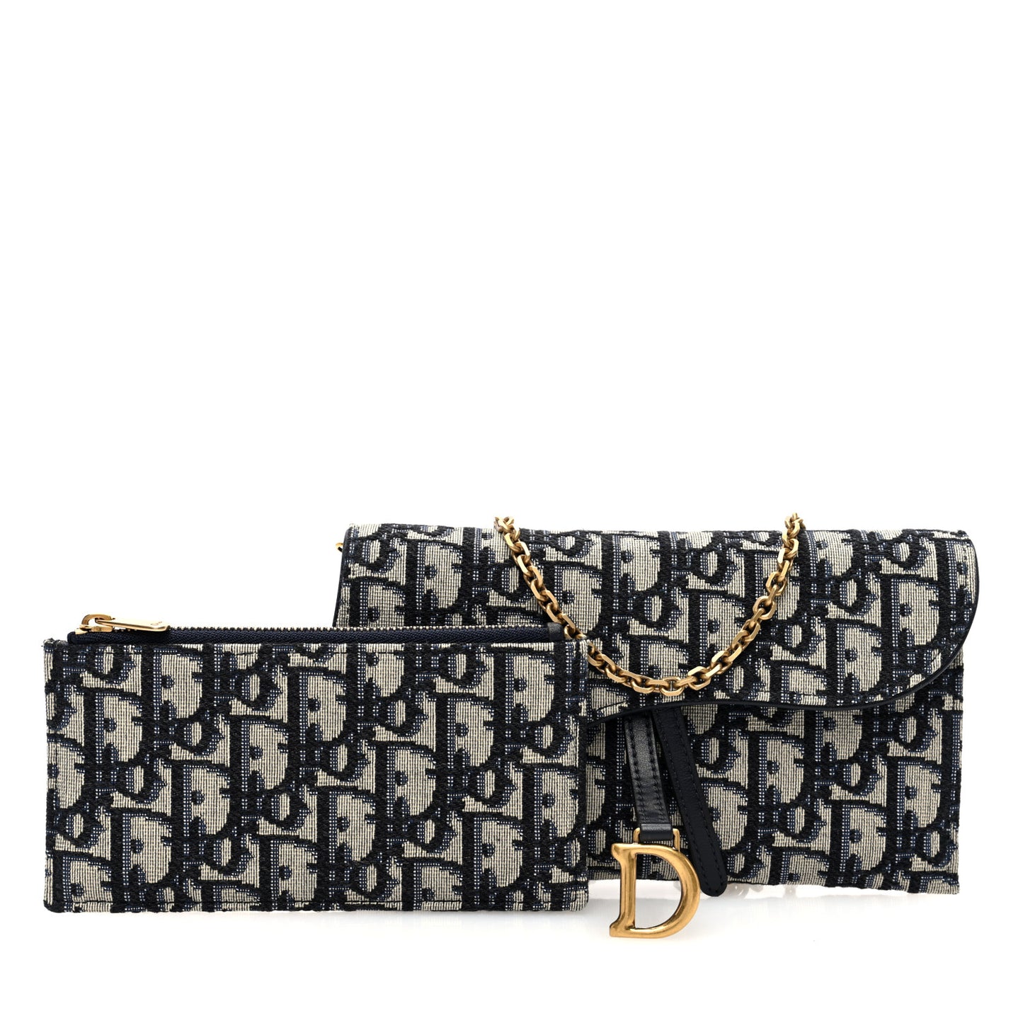 Oblique Saddle Chain Long Wallet Blue