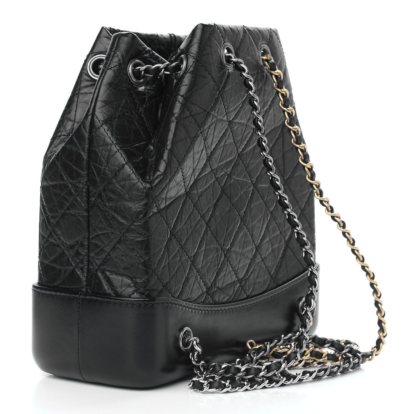 Aged Calfskin Quilted Small Gabrielle Backpack Black