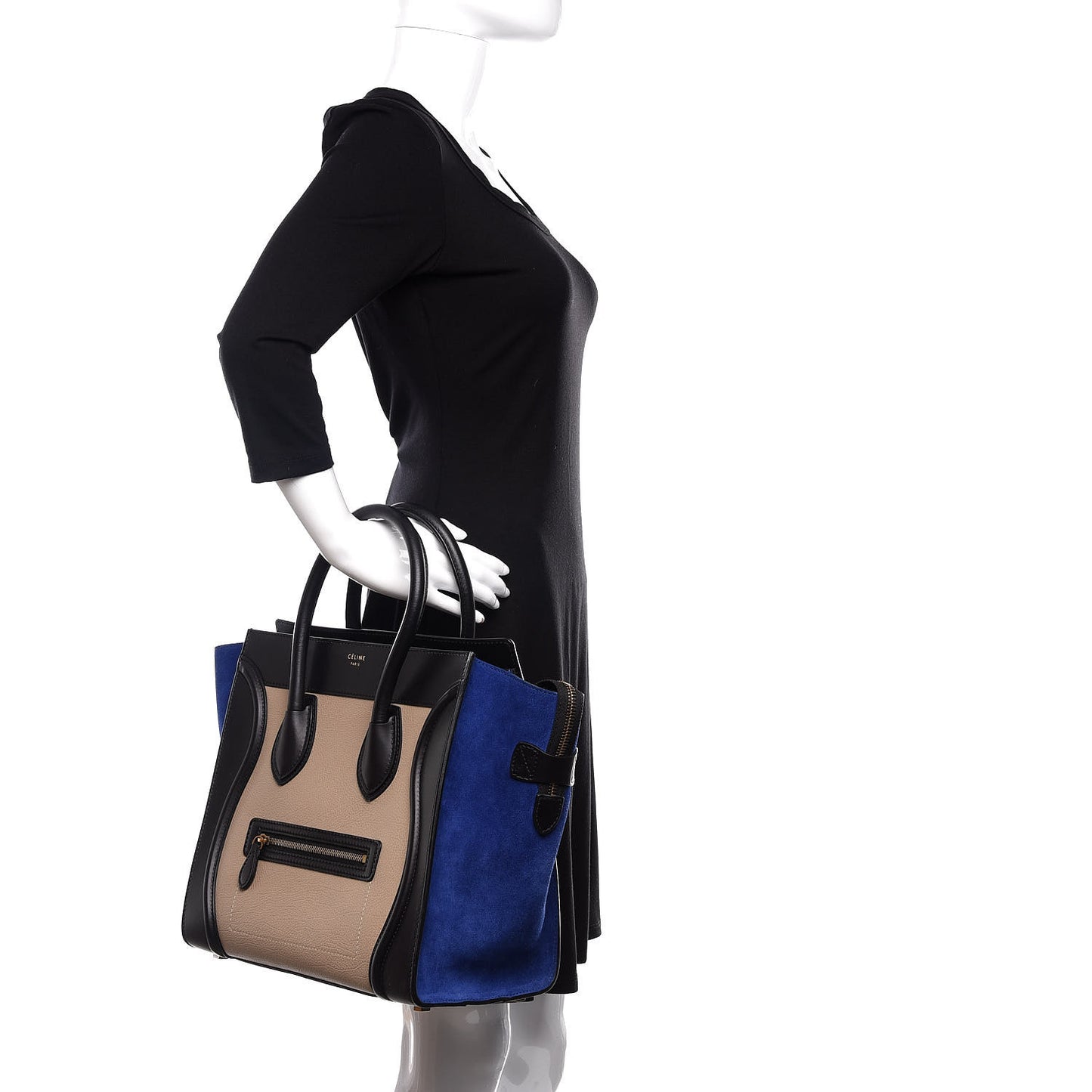 Elephant Calfskin Suede Mini Tri-Color Luggage Sand