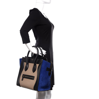 Celine Elephant Calfskin Suede Mini Tri-Color Luggage Sand 2 of 9