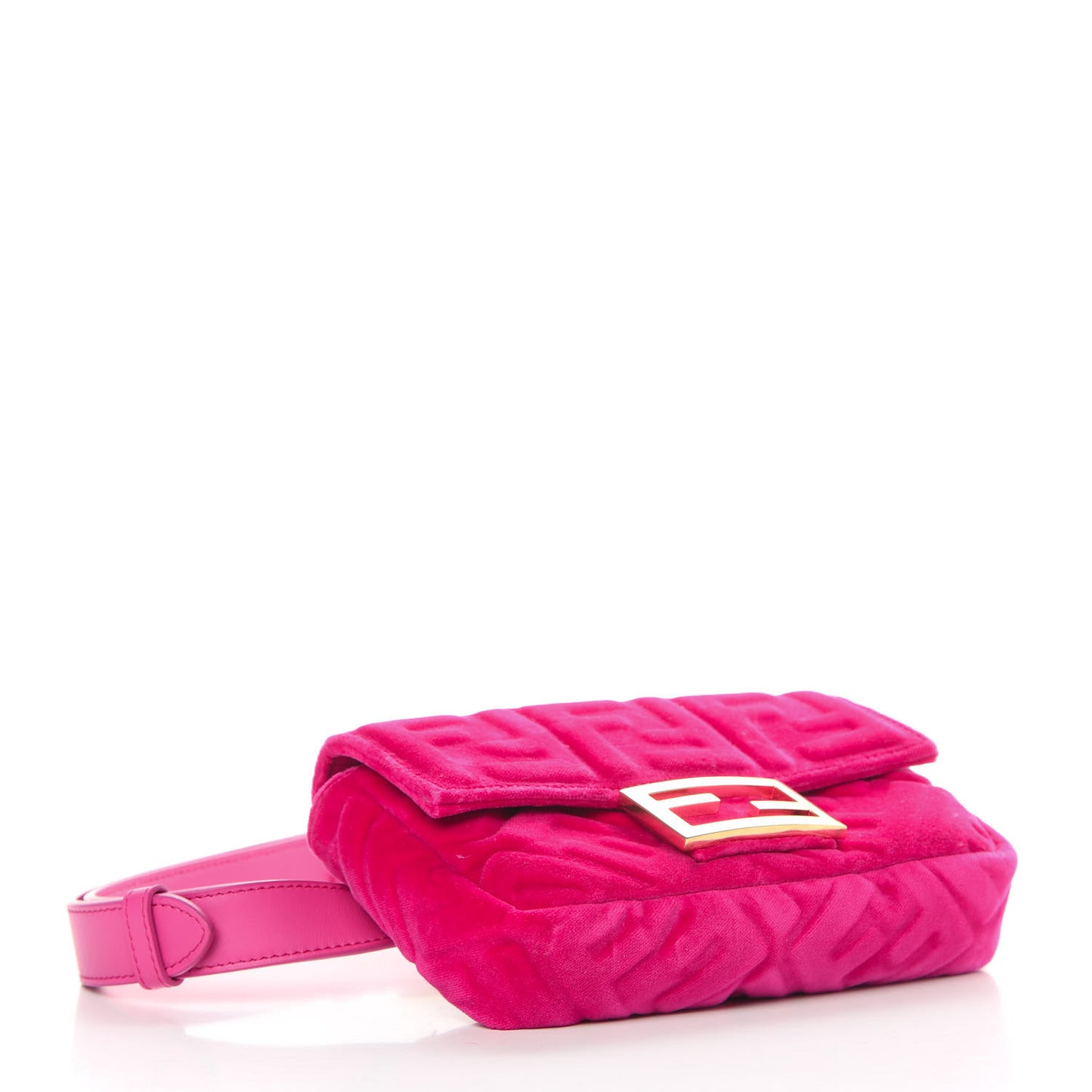 Velvet FF Embossed Hip Belt Baguette Bag Fuxia