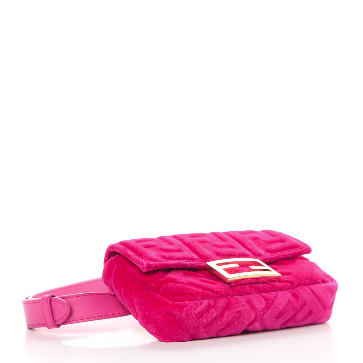 Fendi Velvet FF Embossed Hip Belt Baguette Bag Fuxia 5 of 13