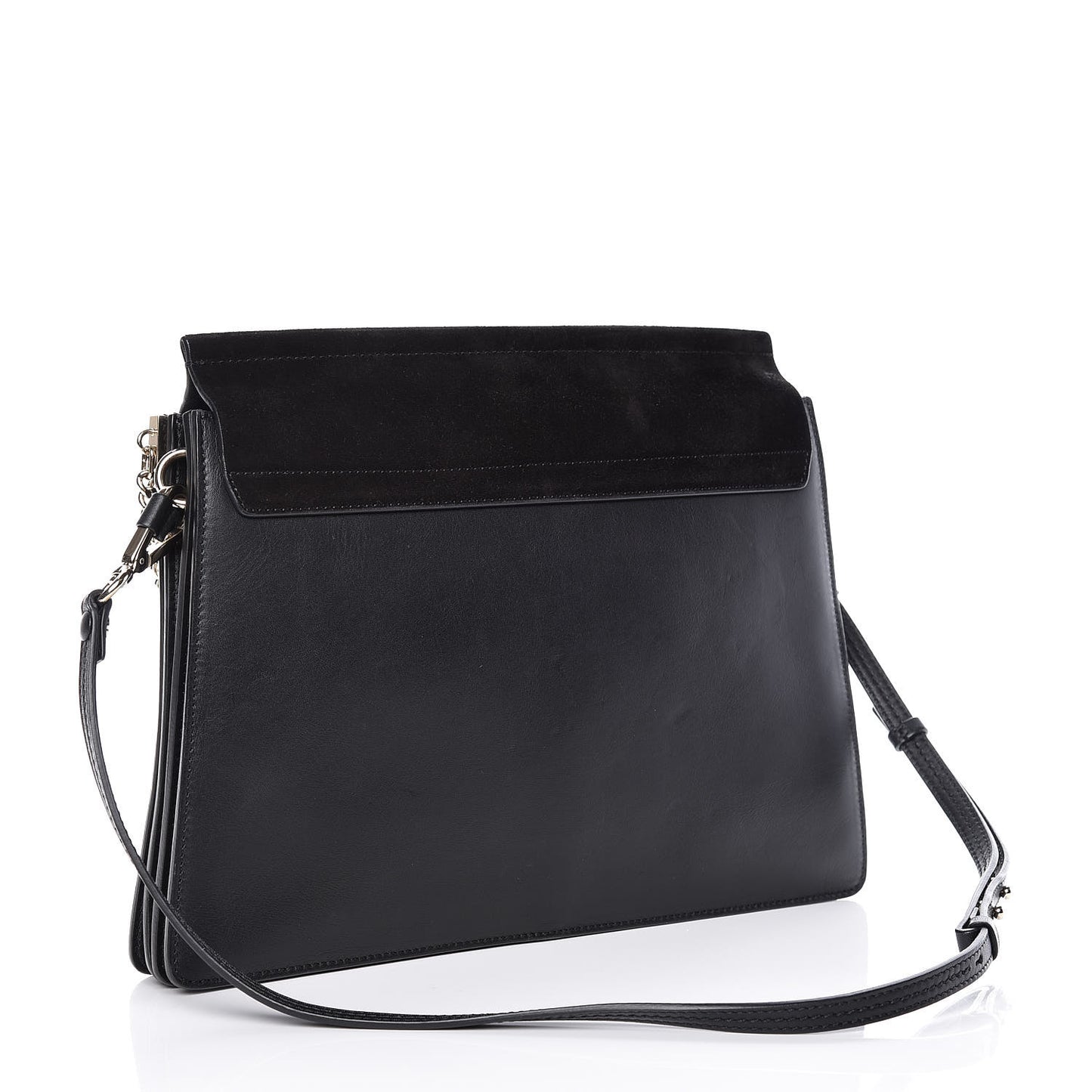 Suede Calfskin Medium Faye Shoulder Bag Black