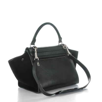 Celine Drummed Calfskin Suede Small Trapeze Black 3 of 8
