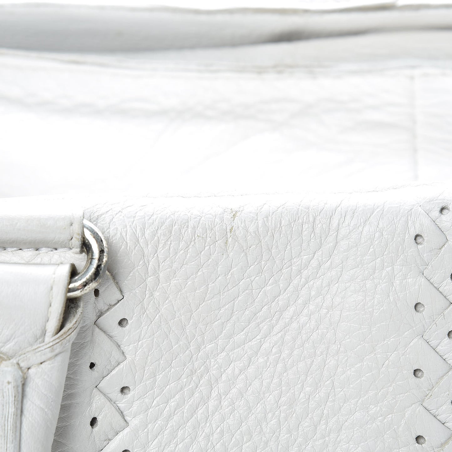 Cervo Deerskin Intrecciato Satchel White