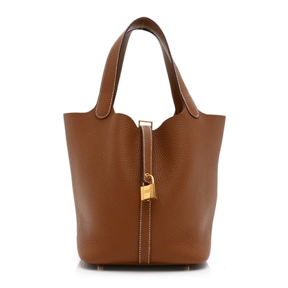 Hermes Taurillon Clemence Picotin Lock 22 MM Gold 1 of 10