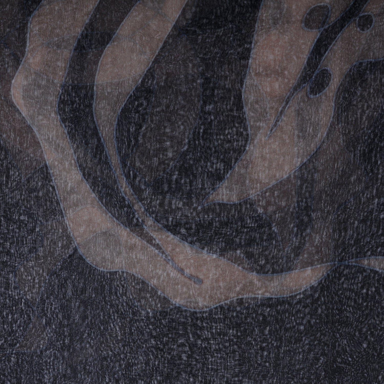 Chanel Silk Chiffon Floral Scarf Shawl Black Taupe 1 of 9