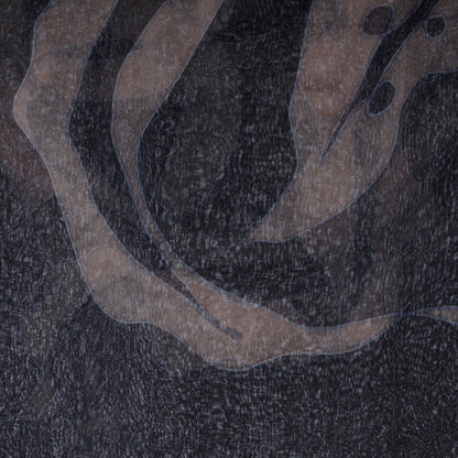 Chanel Silk Chiffon Floral Scarf Shawl Black Taupe 1 of 9