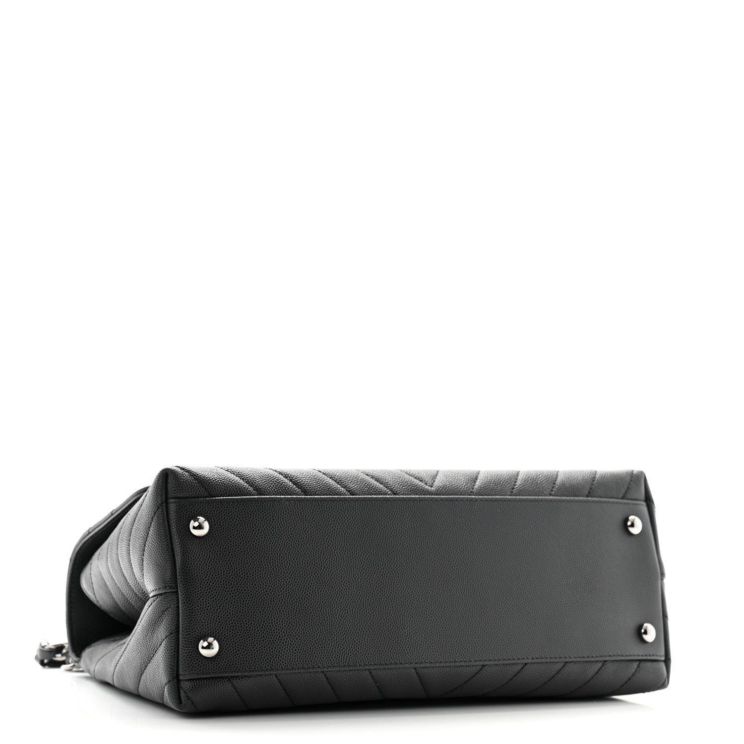 Chanel Caviar Chevron Quilted Small Coco Handle Flap Dark Grey 4 of 12