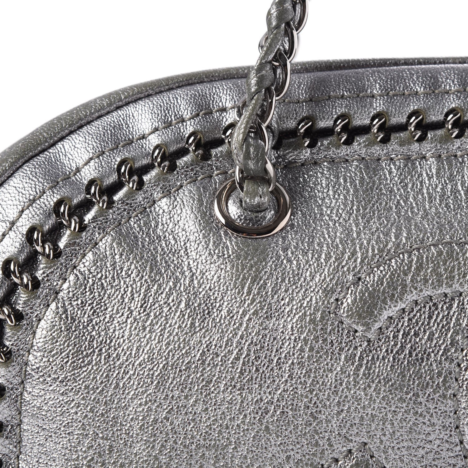 Chanel Metallic Goatskin Medium Luxe Ligne Bowler Tote Silver 14 of 23