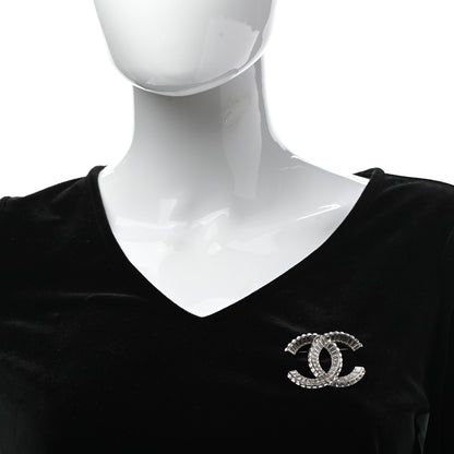 Chanel Baguette Crystal CC Brooch Silver 2 of 5