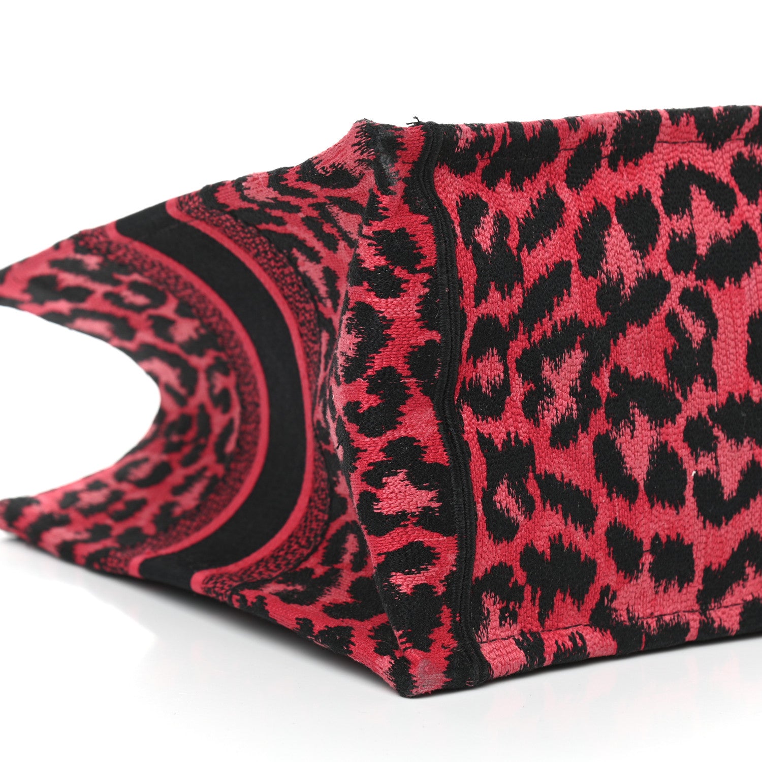 Christian Dior Canvas Mizza Embroidered Medium Leopard Book Tote Fuchsia Multicolor 9 of 11