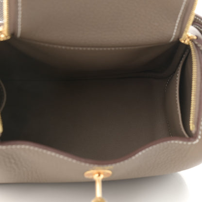 Hermes Taurillon Clemence Mini Lindy 20 Etoupe 5 of 11