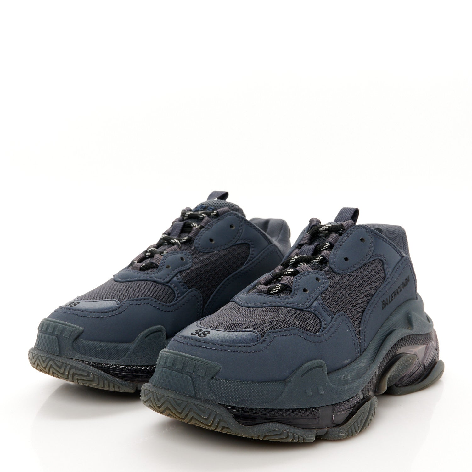 Balenciaga Fabric Mesh Clear Sole Womens Triple S Sneakers 38 Ombre Blue 4 of 9