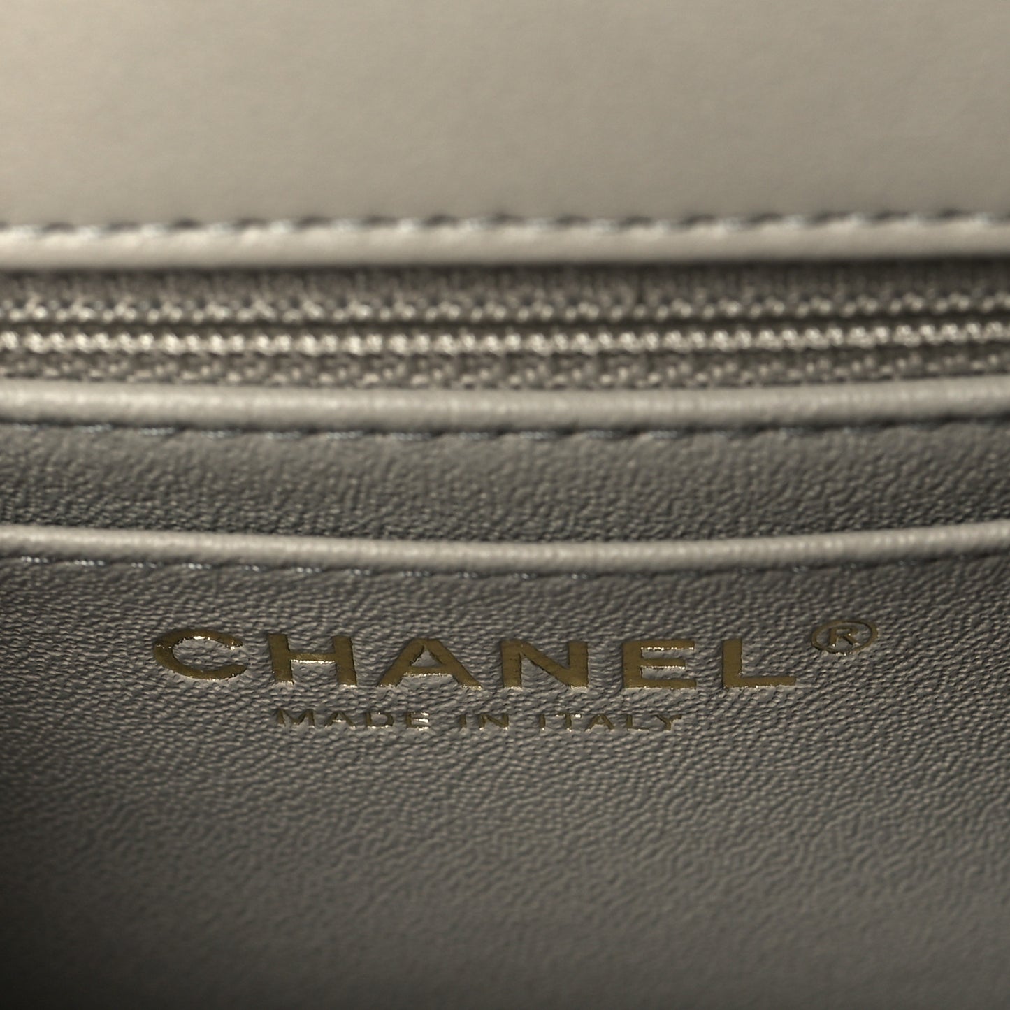 Lambskin Quilted Mini Rectangular Flap Grey