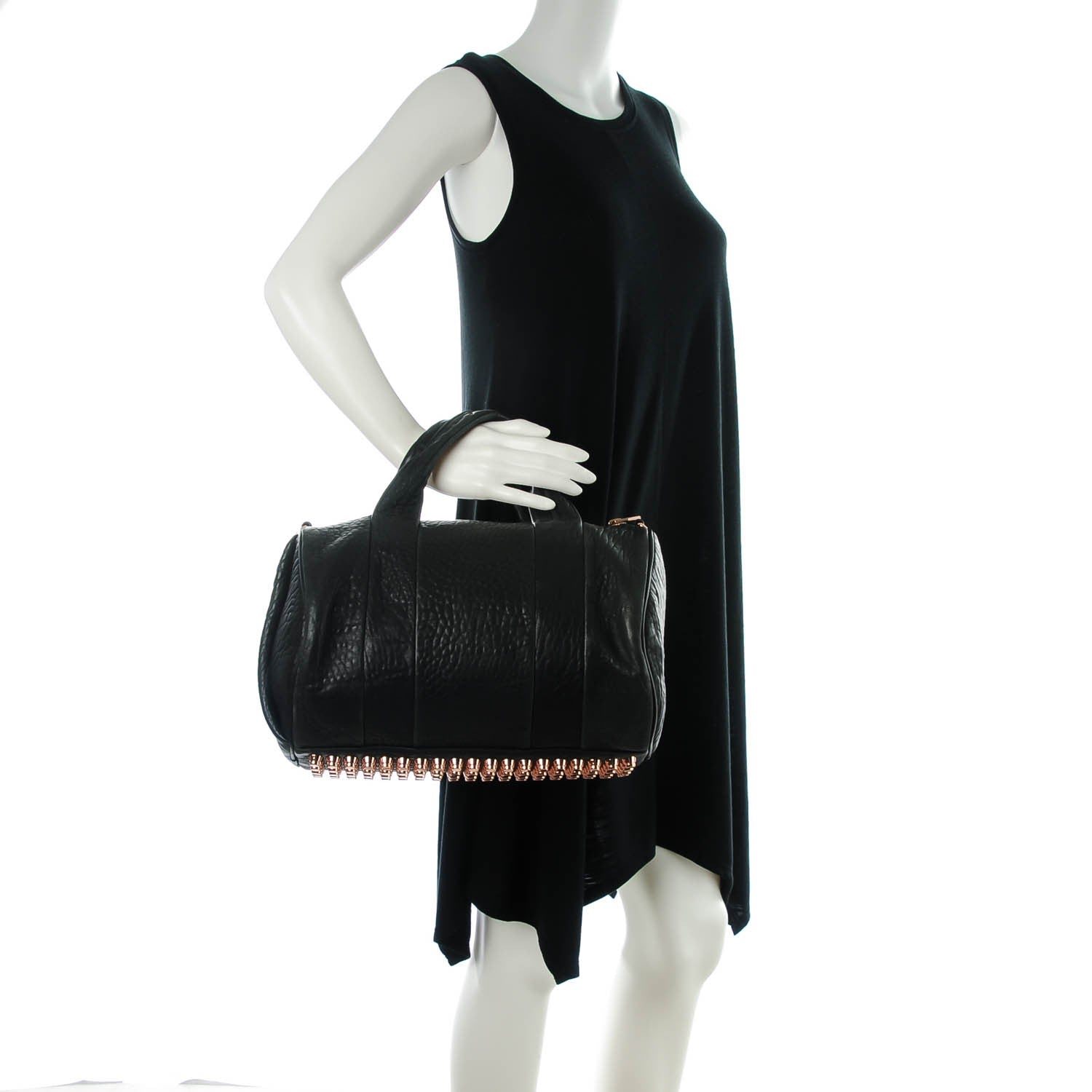 Alexander Wang Pebbled Lambskin Rocco Black Rose Gold Hardware 2 of 7