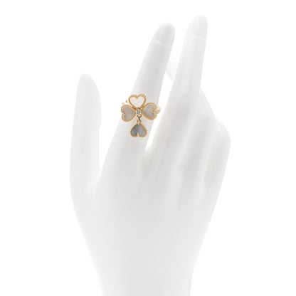 Van Cleef & Arpels 18K Yellow Gold Diamond Mother of Pearl Sweet Alhambra Effeuillage Ring 52 6 2 of 5