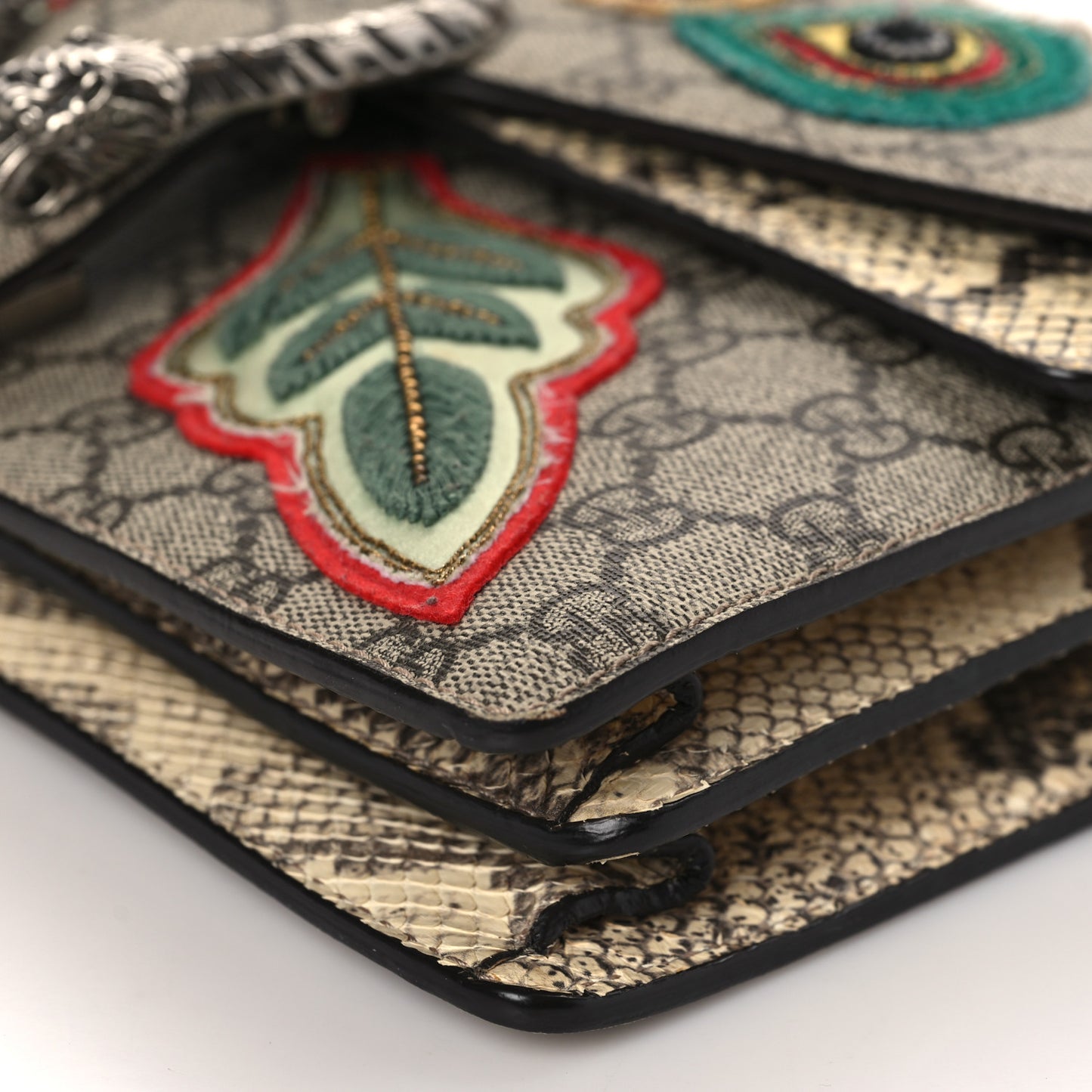 GG Supreme Monogram Python Embroidered Small Dionysus Shoulder Bag