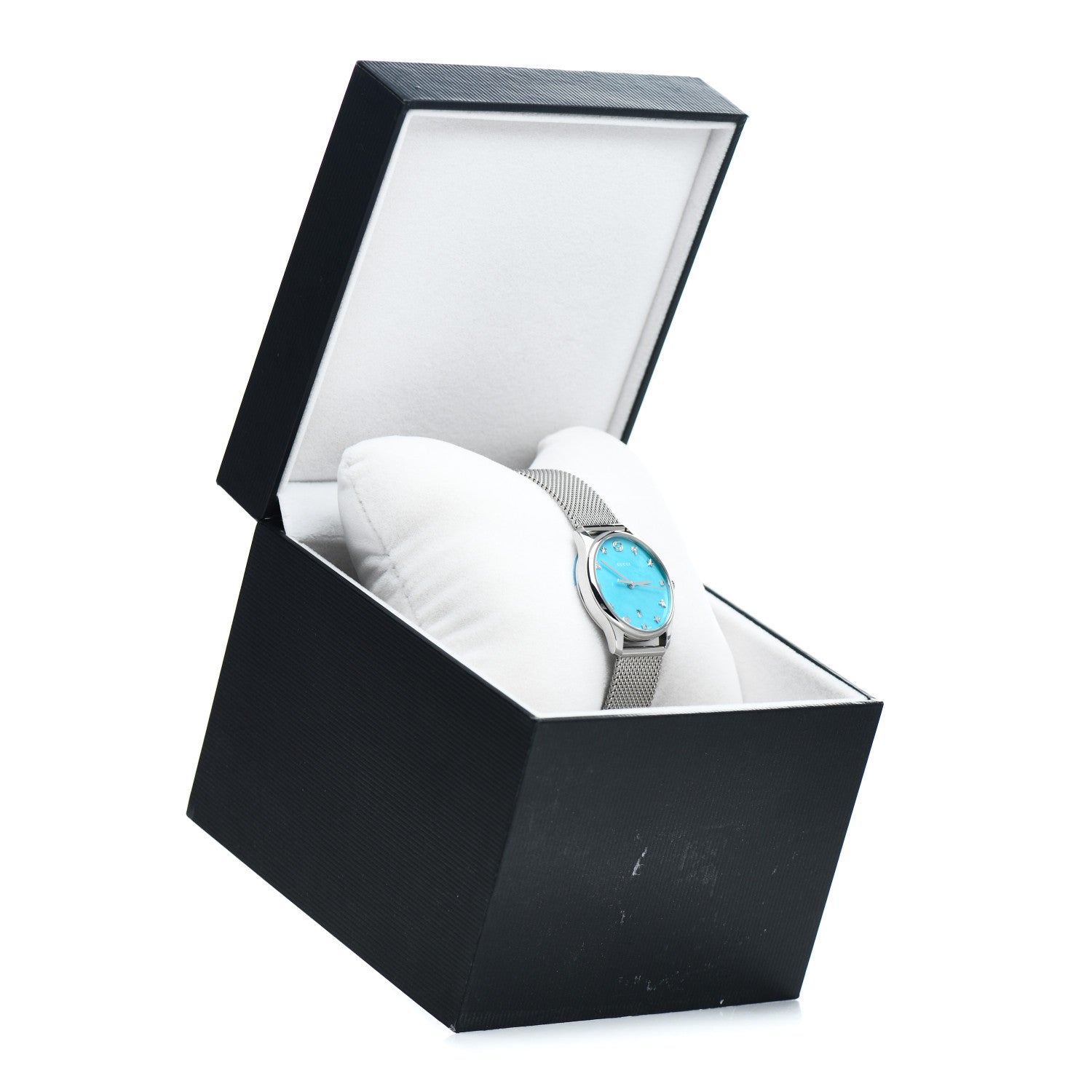 Gucci Stainless Steel Turquoise Mother of Pearl 29mm G-Timeless Charm Quartz Watch 5 of 5
