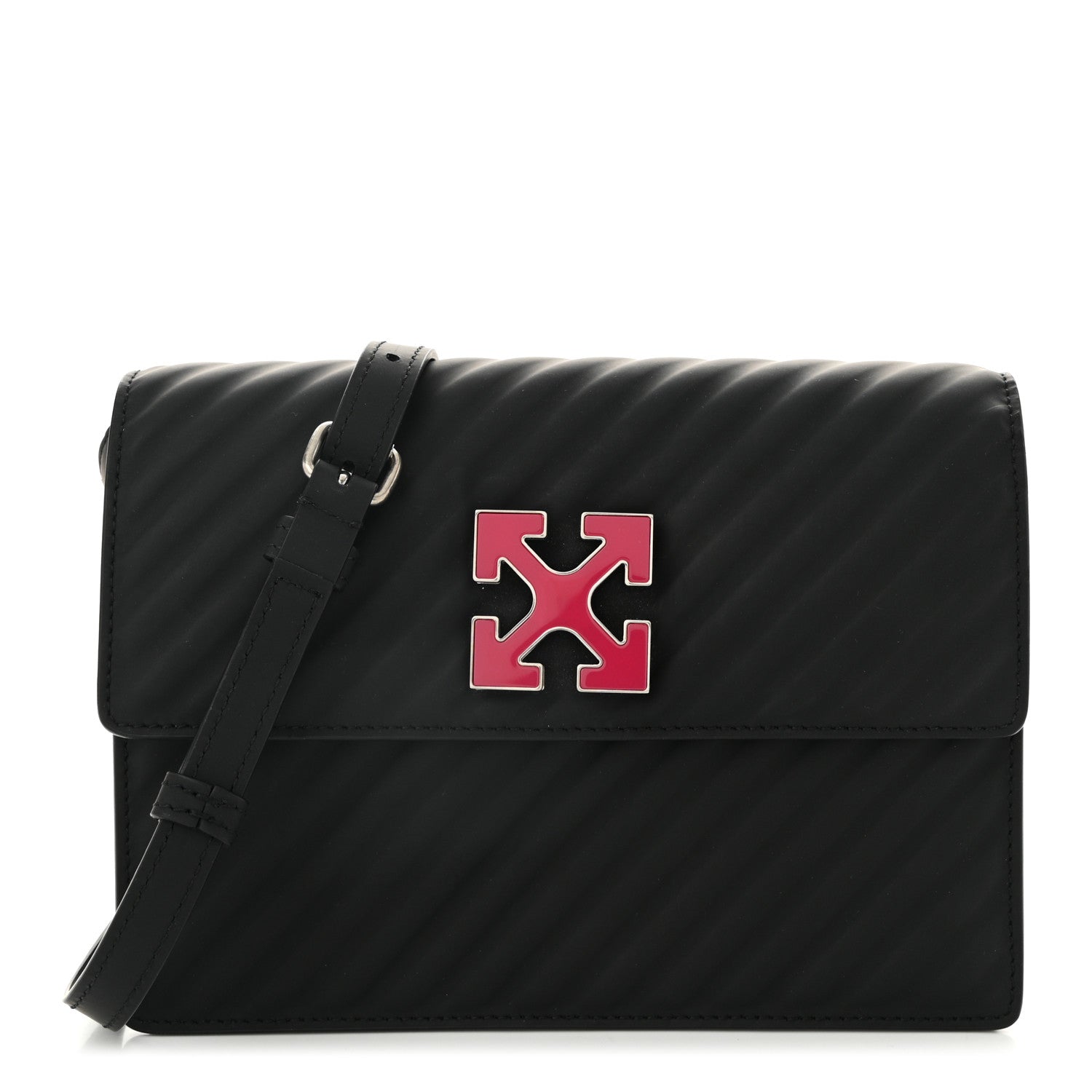 Off-White Calfskin Diagonal Quilted Jitney 2.0 Crossbody Bag Black 1 of 9