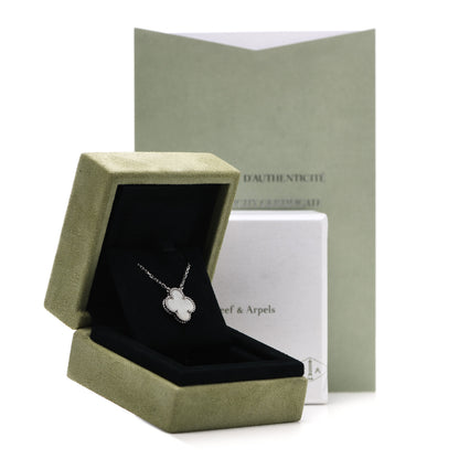 Van Cleef & Arpels 18K White Gold Mother of Pearl Vintage Alhambra Pendant Necklace 6 of 6