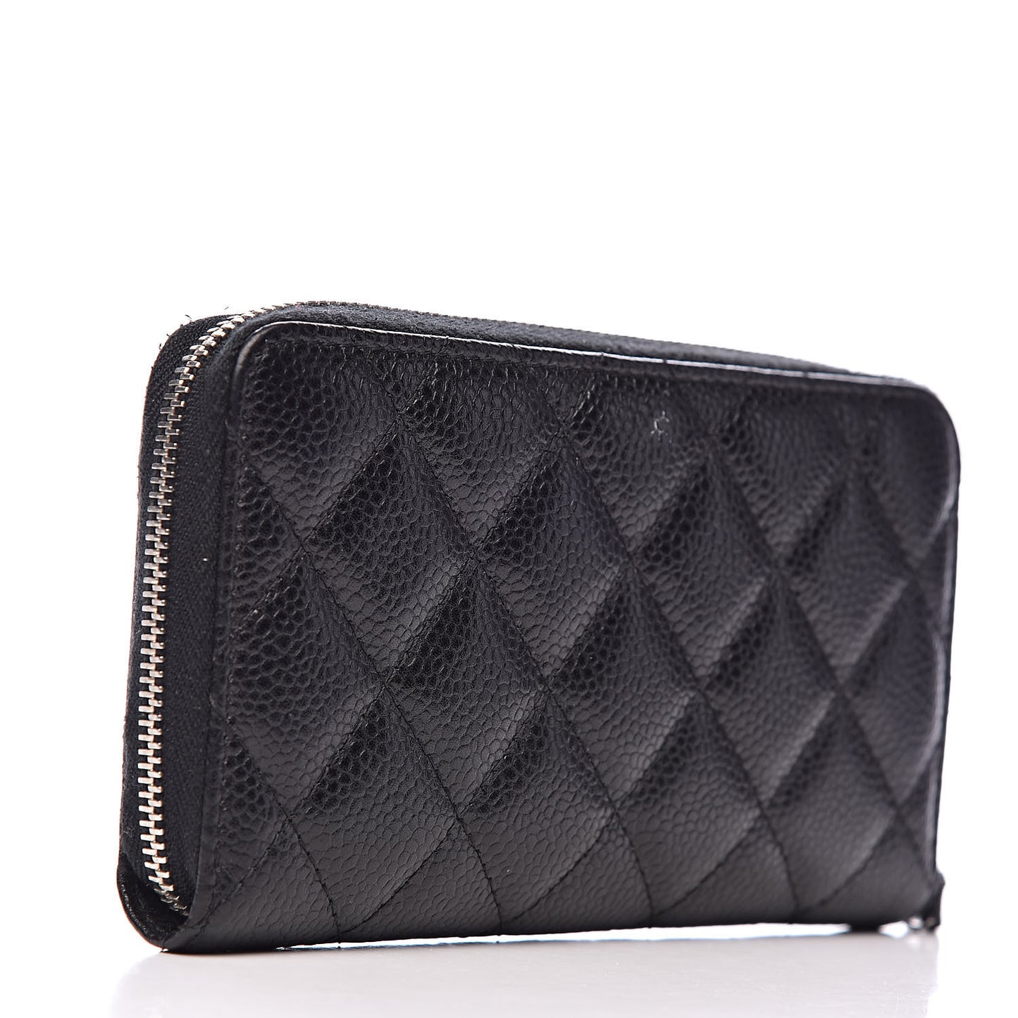 Caviar Quilted Small Gusset Zip Around Wallet Black