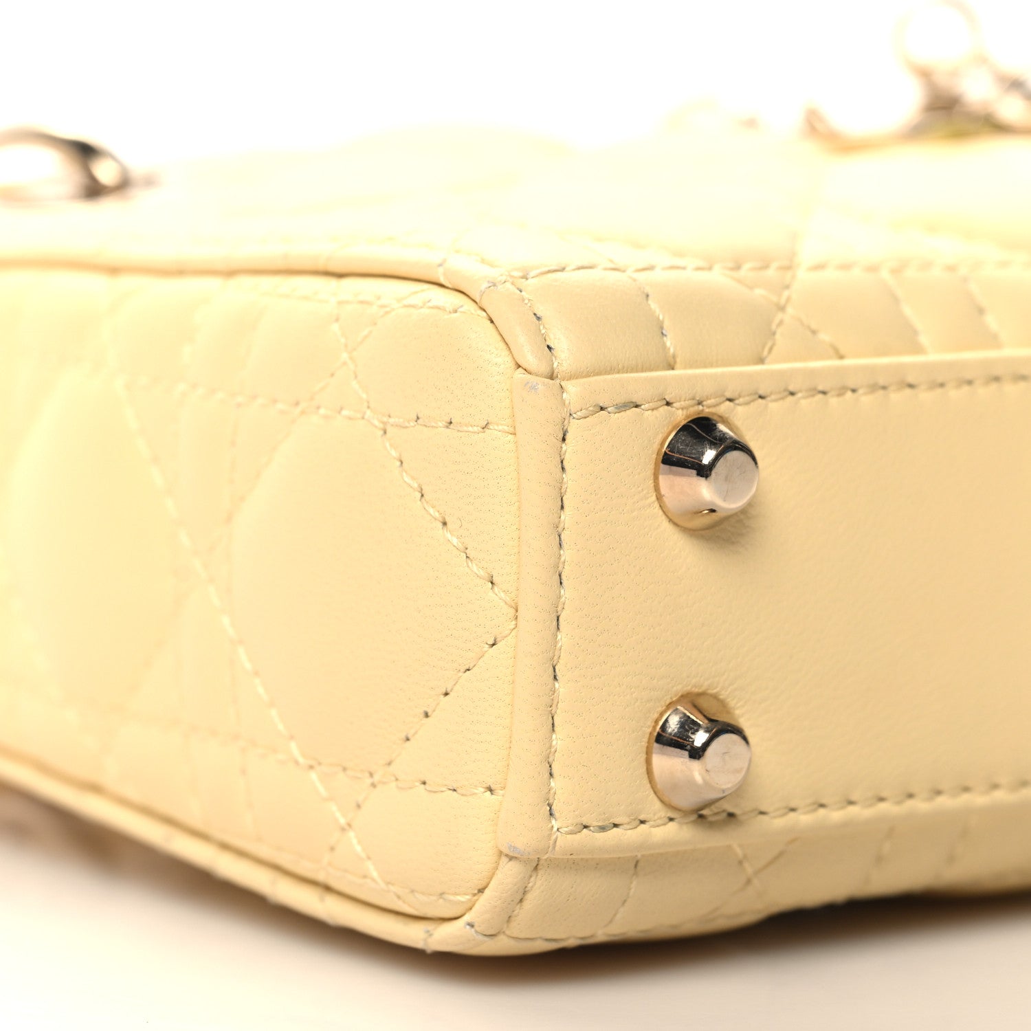 Christian Dior Lambskin Cannage Micro Lady Dior Soft Yellow 9 of 11