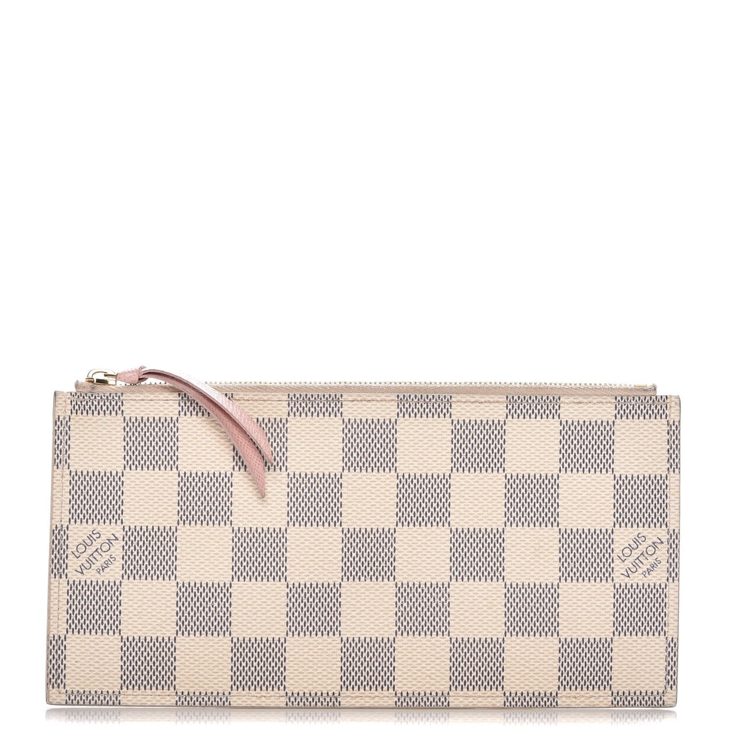 Damier Azur Felicie Chain Wallet Zippered Insert Rose Ballerine