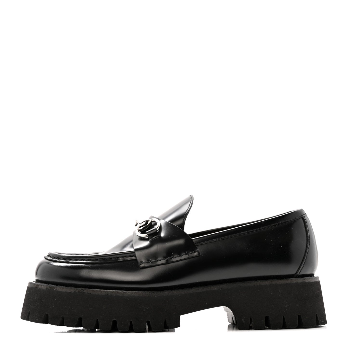 Cordovan Lux Womens Horsebit 45mm Platform Loafers 37.5 Black