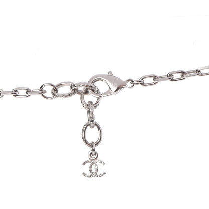 Chanel Crystal Strass Pearl CC Necklace Silver Black 5 of 6