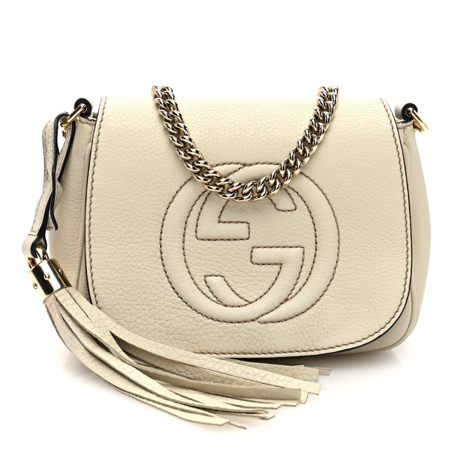 Gucci Pebbled Calfskin Small Soho Flap Crossbody Off White 1 of 10