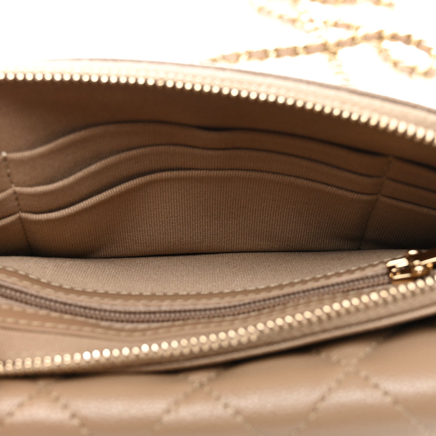 Chanel Caviar Quilted Flap Phone Holder With Chain Beige 6 of 13