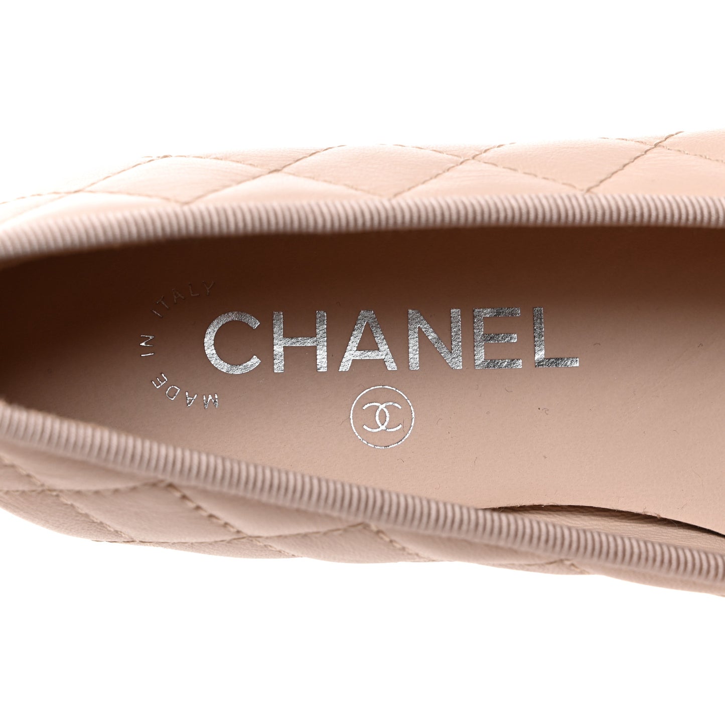 Lambskin Quilted CC Cap Toe Ballerina Flats 35 Light Pink