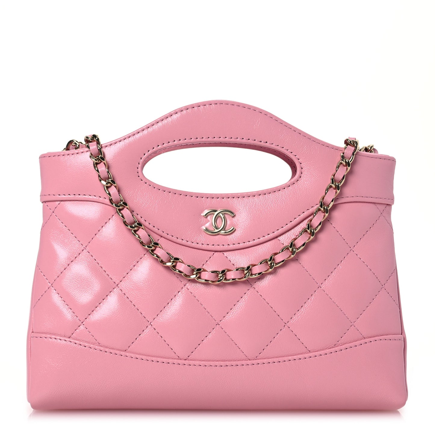 Shiny Lambskin Quilted Nano 31 Shopping Bag Pink