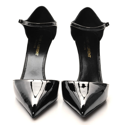 Saint Laurent Patent Avenue 110 Ankle Strap Pointed Pumps 36 Black 2 of 9
