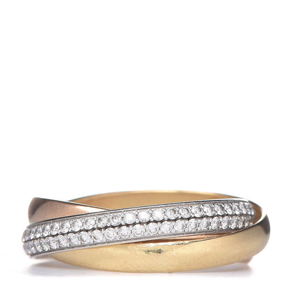 Cartier 18K White Yellow Pink Gold Diamond Small Trinity Paved Ring 53 6.25 1 of 12