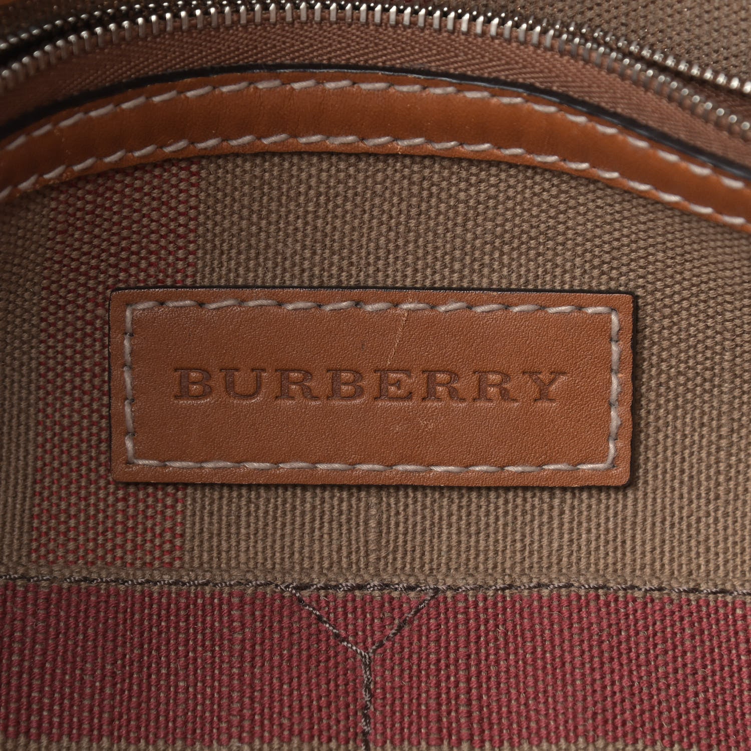 Burberry Canvas Mega Check Medium Ashby Hobo Saddle Brown 5 of 12