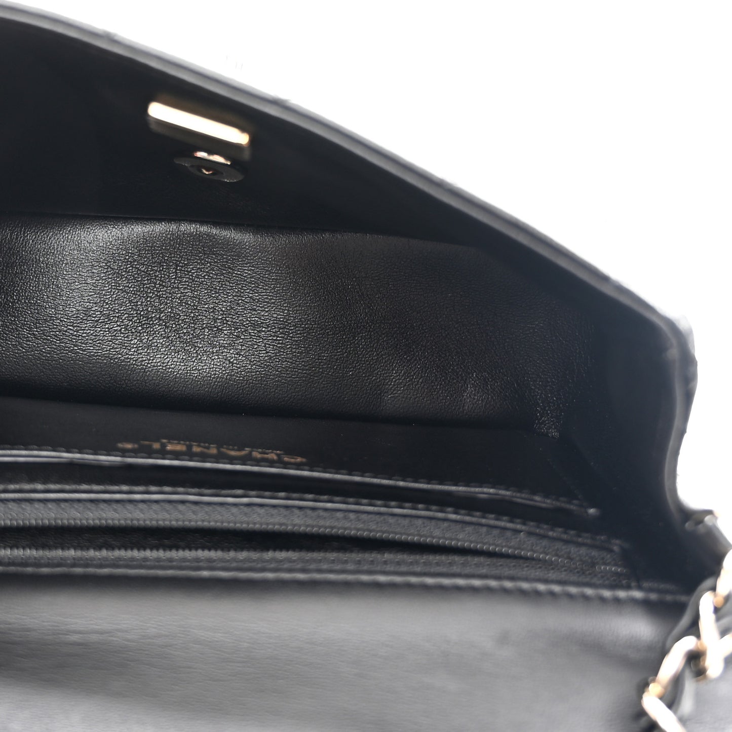 Lambskin Quilted Mini Rectangular Flap Black