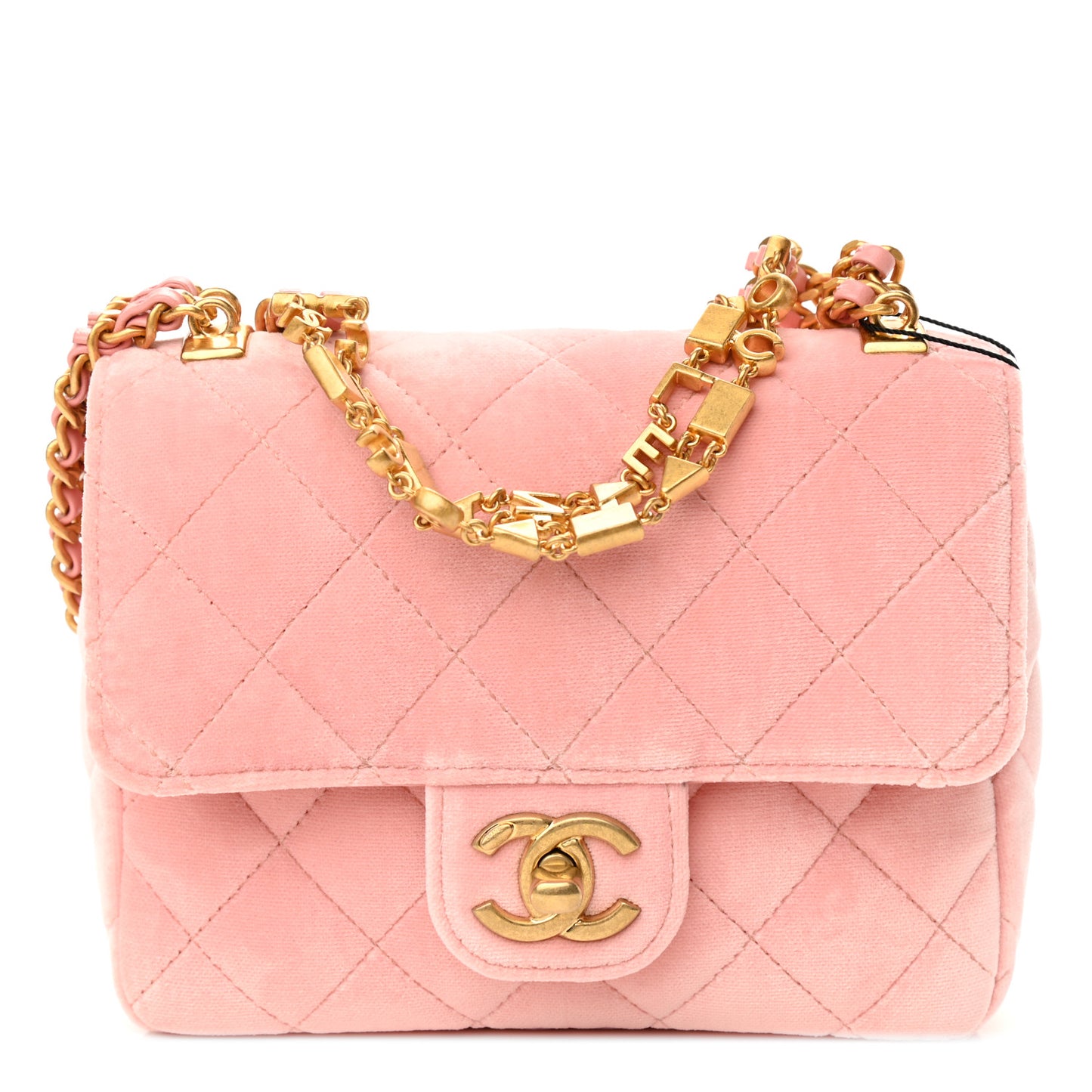 Velvet Enamel Mini Flap Light Pink